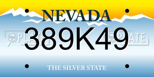 389K49 Nevada License Plate