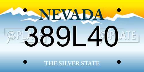389L40 Nevada License Plate
