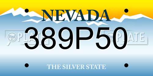 389P50 Nevada License Plate