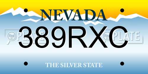 389RXC Nevada License Plate