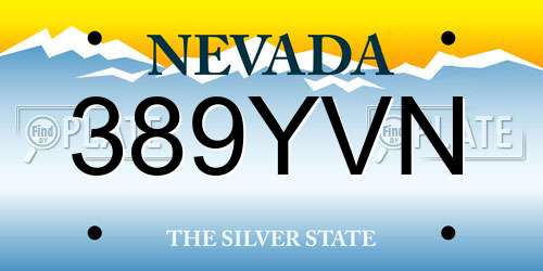389YVN Nevada License Plate