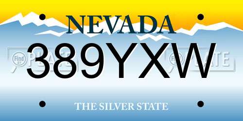 389YXW Nevada License Plate