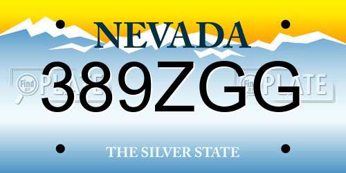 389ZGG Nevada License Plate
