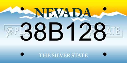 38B128 Nevada License Plate