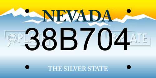 38B704 Nevada License Plate