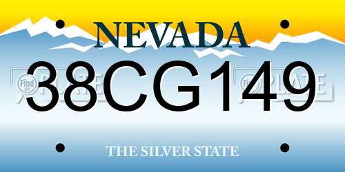 38CG149 Nevada License Plate