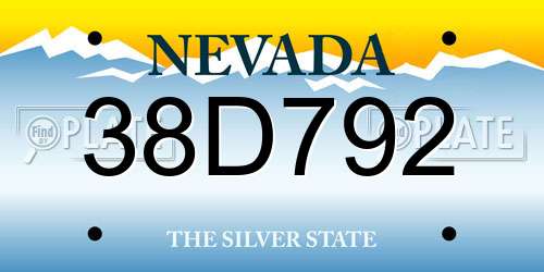 38D792 Nevada License Plate