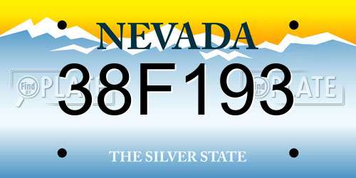 38F193 Nevada License Plate