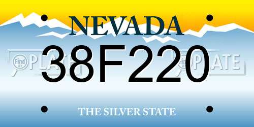 38F220 Nevada License Plate