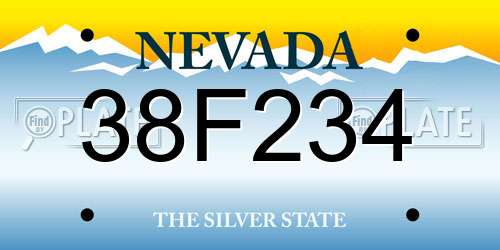 38F234 Nevada License Plate