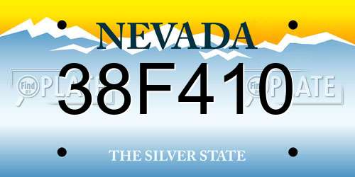 38F410 Nevada License Plate