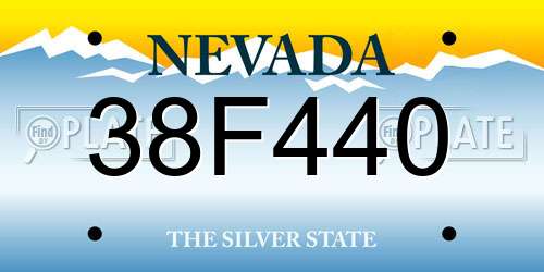 38F440 Nevada License Plate