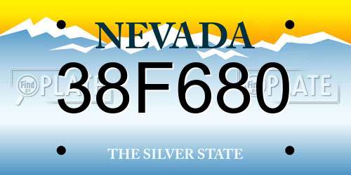38F680 Nevada License Plate