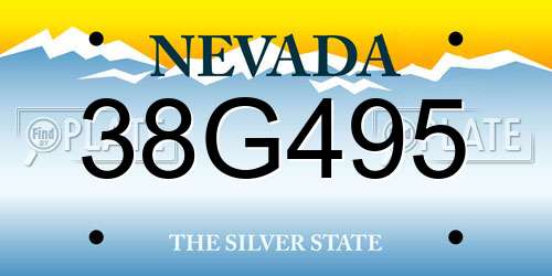 38G495 Nevada License Plate