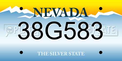 38G583 Nevada License Plate