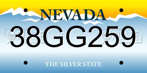 38GG259 Nevada License Plate