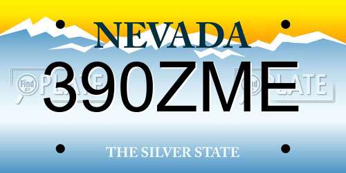 390ZME Nevada License Plate