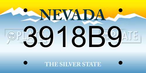 3918B9 Nevada License Plate