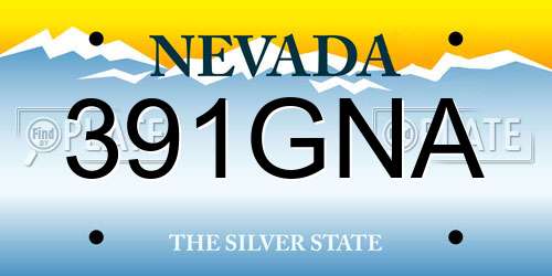 391GNA Nevada License Plate