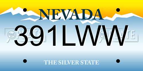 391LWW Nevada License Plate