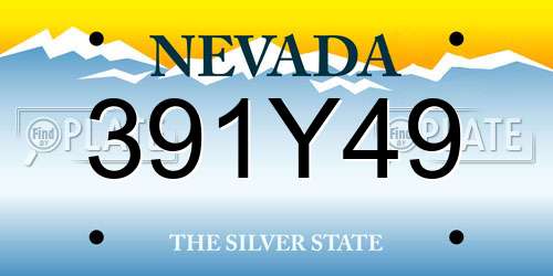 391Y49 Nevada License Plate