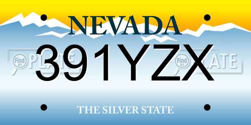 391YZX Nevada License Plate