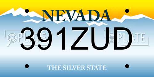 391ZUD Nevada License Plate