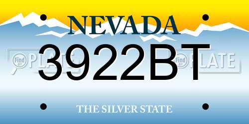 3922BT Nevada License Plate