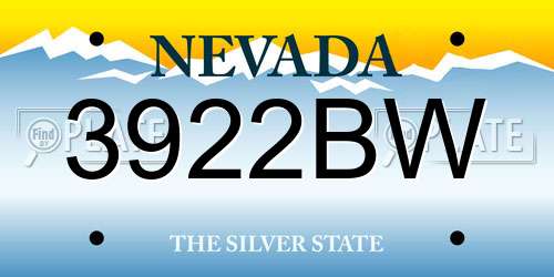 3922BW Nevada License Plate