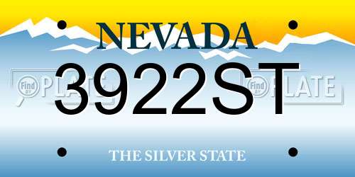 3922ST Nevada License Plate