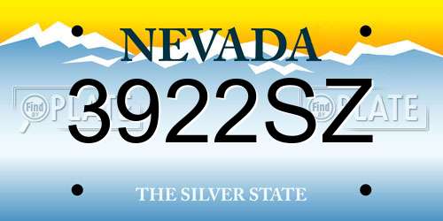 3922SZ Nevada License Plate