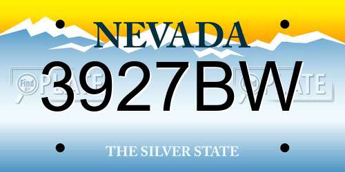 3927BW Nevada License Plate