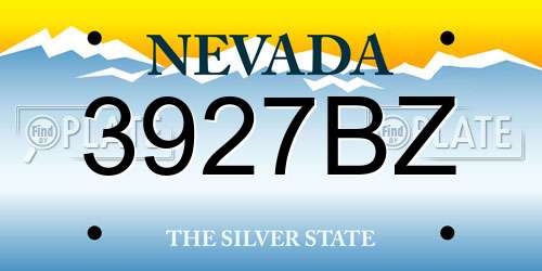 3927BZ Nevada License Plate