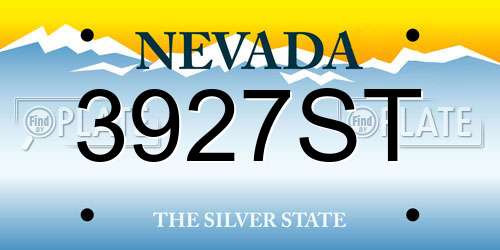 3927ST Nevada License Plate
