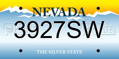 3927SW Nevada License Plate