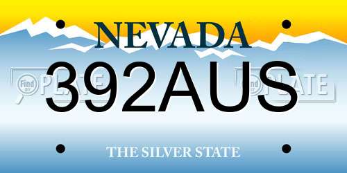 392AUS Nevada License Plate