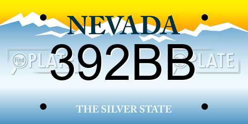 392BB Nevada License Plate