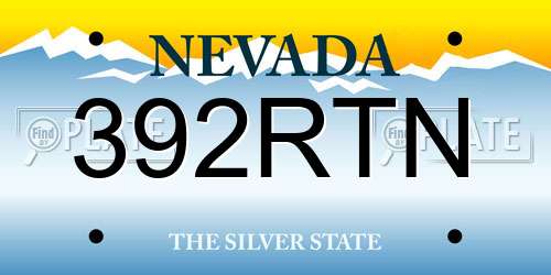 392RTN Nevada License Plate