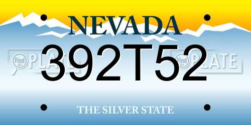 392T52 Nevada License Plate
