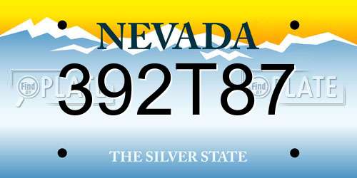 392T87 Nevada License Plate