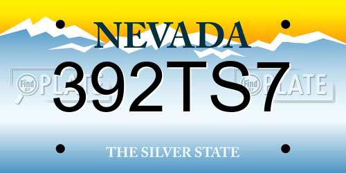 392TS7 Nevada License Plate