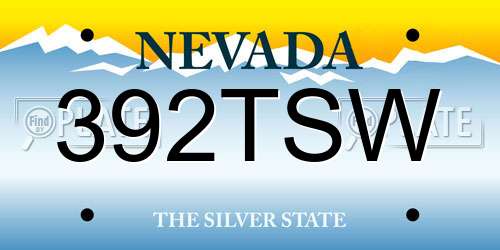 392TSW Nevada License Plate