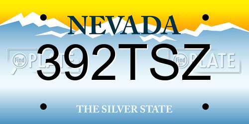 392TSZ Nevada License Plate