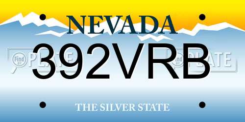 392VRB Nevada License Plate