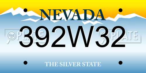 392W32 Nevada License Plate