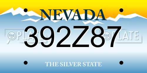 392Z87 Nevada License Plate