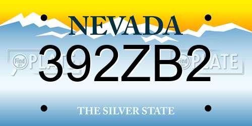 392ZB2 Nevada License Plate