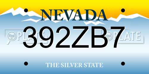 392ZB7 Nevada License Plate