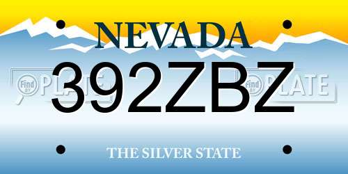 392ZBZ Nevada License Plate