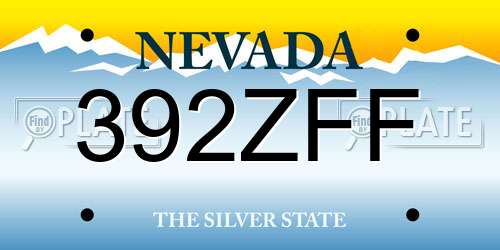 392ZFF Nevada License Plate